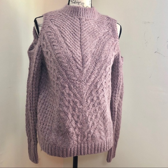 SOLD-Express mauve cold shoulder pullover sweater - Picture 3 of 8
